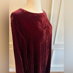Eileen Fisher Red Velvet Crew Neck Dress NWT